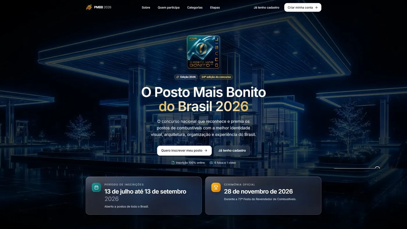 Plataforma do concurso O Posto Mais Bonito do Brasil