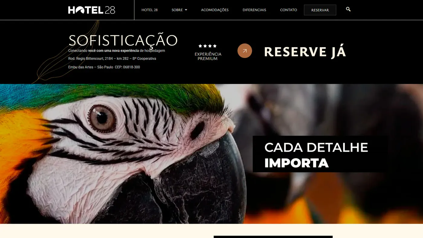 Site institucional do Hotel 28